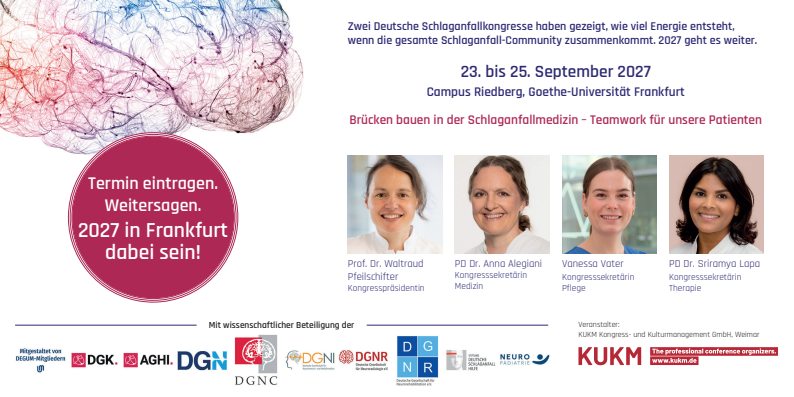 3. Deutscher Schlag­anfall­­­­kongress DSG27 in Frankfurt